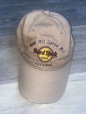 HARD ROCK CAFE Cozumel ALL IS ONE ADJUSTABLE STRAPBACK BASEBALL HAT/CAP, BEIGE